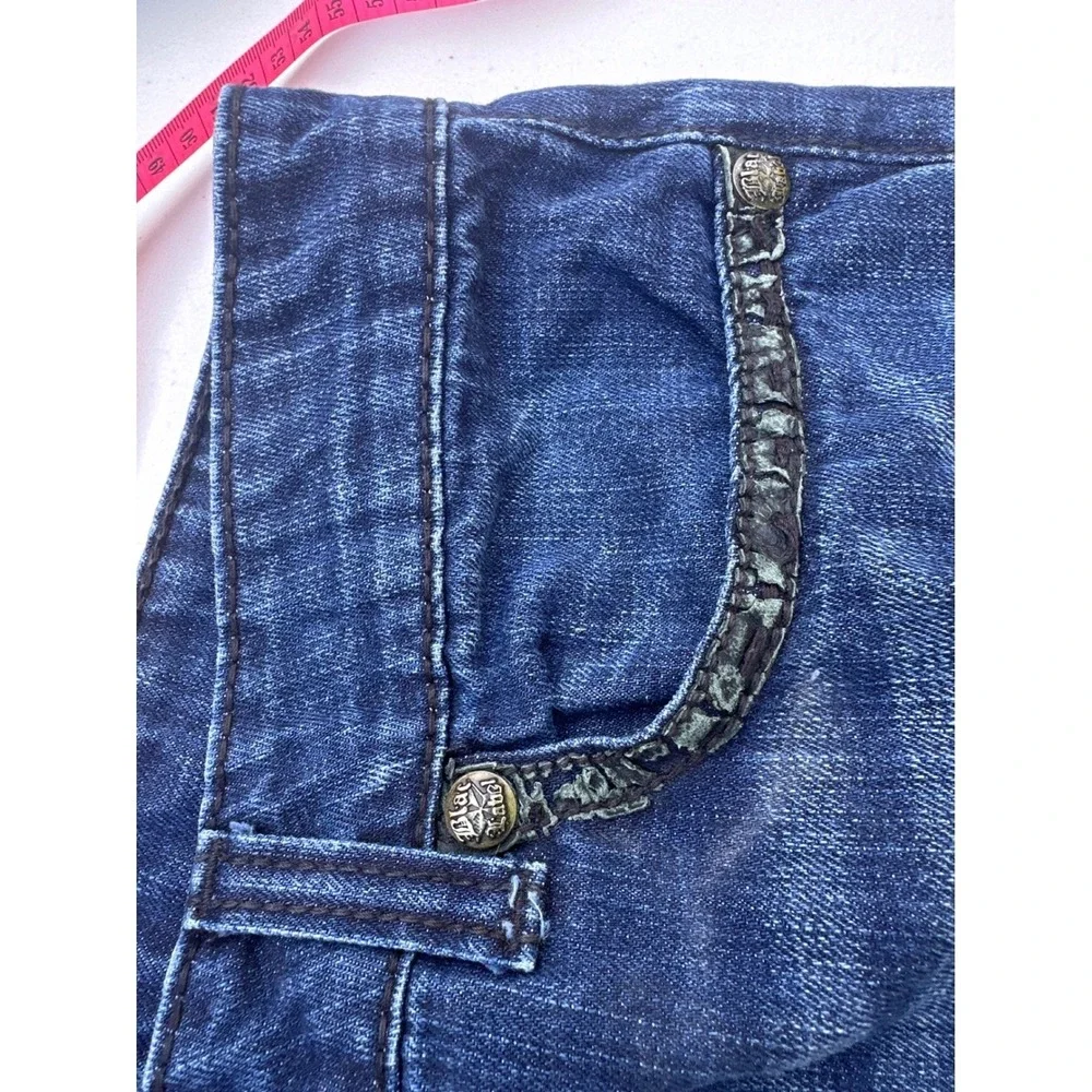 Blac Label Authentic Mens Jeans 40 Dark Wash‎ Distressed Snakeskin Trim Straight